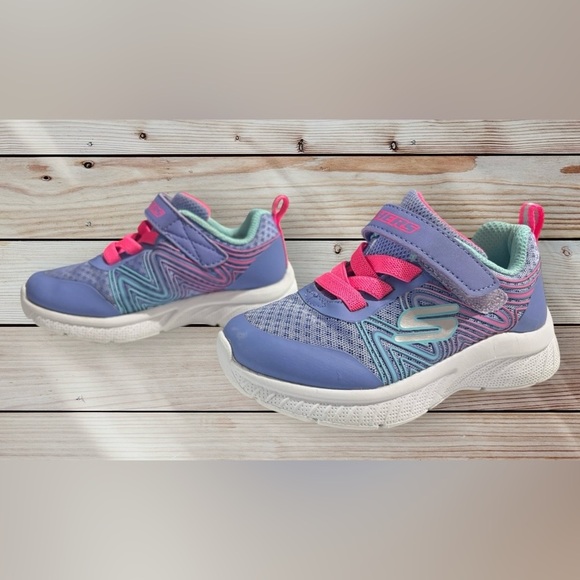 Skechers Pink & Purple Kids Size 8 Velcro Strap Shoes - Picture 1 of 2